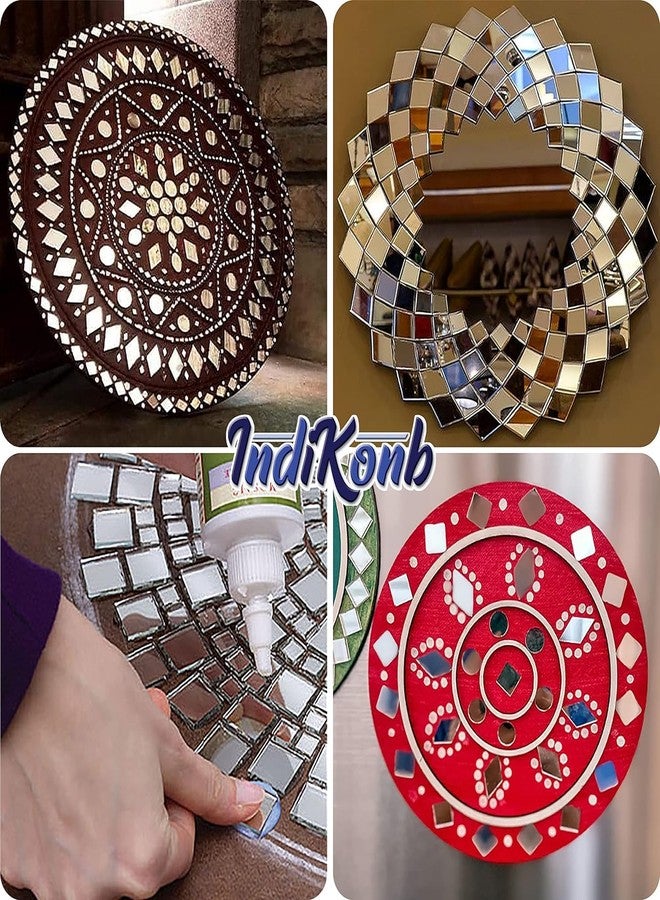 إنديكونب مجموعة مرايا INDIKONB الحرفية مع صندوق تخزين | قطع زجاجية لفنون ليبان والحرف اليدوية وصناعة المجوهرات - مجموعة كومبو من 12 شكلاً، 4-11 مم (فضي 2) - Image 5
